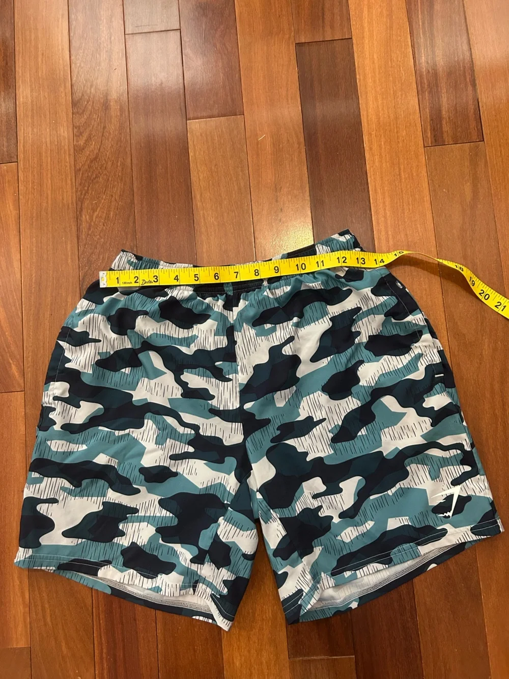 Gymshark  Men’s Teal & Navy Camo Athletic Shorts